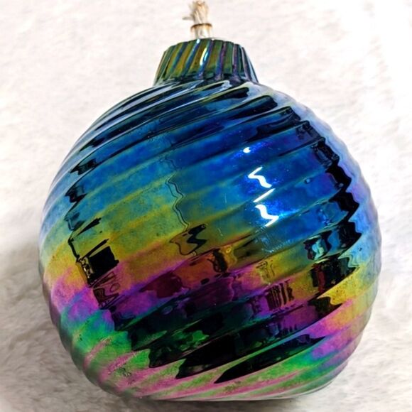 Vintage 1980's Artisan "Glass Eye Studio" Beautiful Iridescent Oil Fille… - Picture 4 of 9